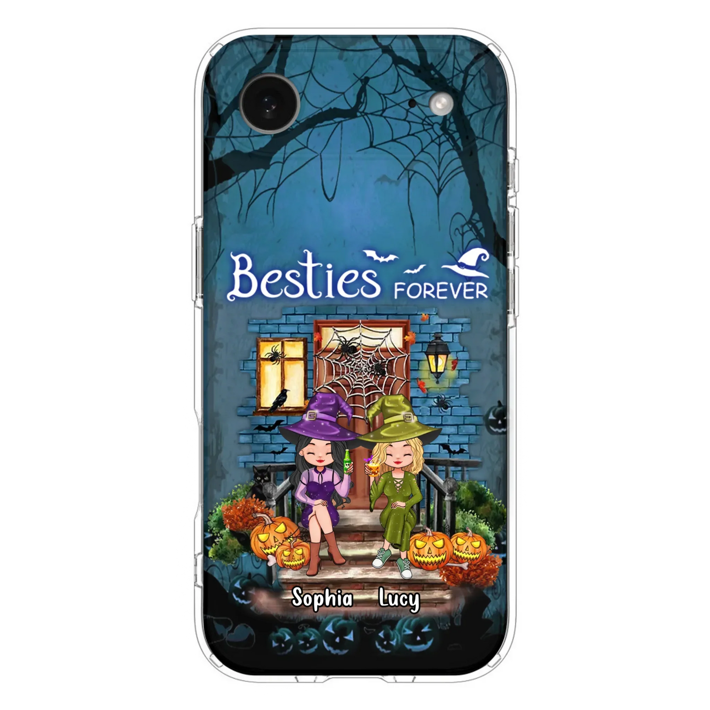 Custom Personalized Halloween Friend Phone Case - Upto 5 Friends - Halloween Gift Idea for Friends/Sisters - Besties Forever - Case for iPhone/Samsung