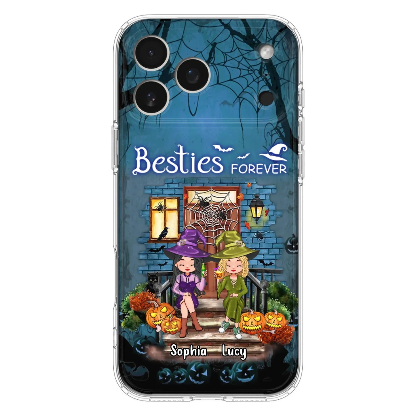 Custom Personalized Halloween Friend Phone Case - Upto 5 Friends - Halloween Gift Idea for Friends/Sisters - Besties Forever - Case for iPhone/Samsung