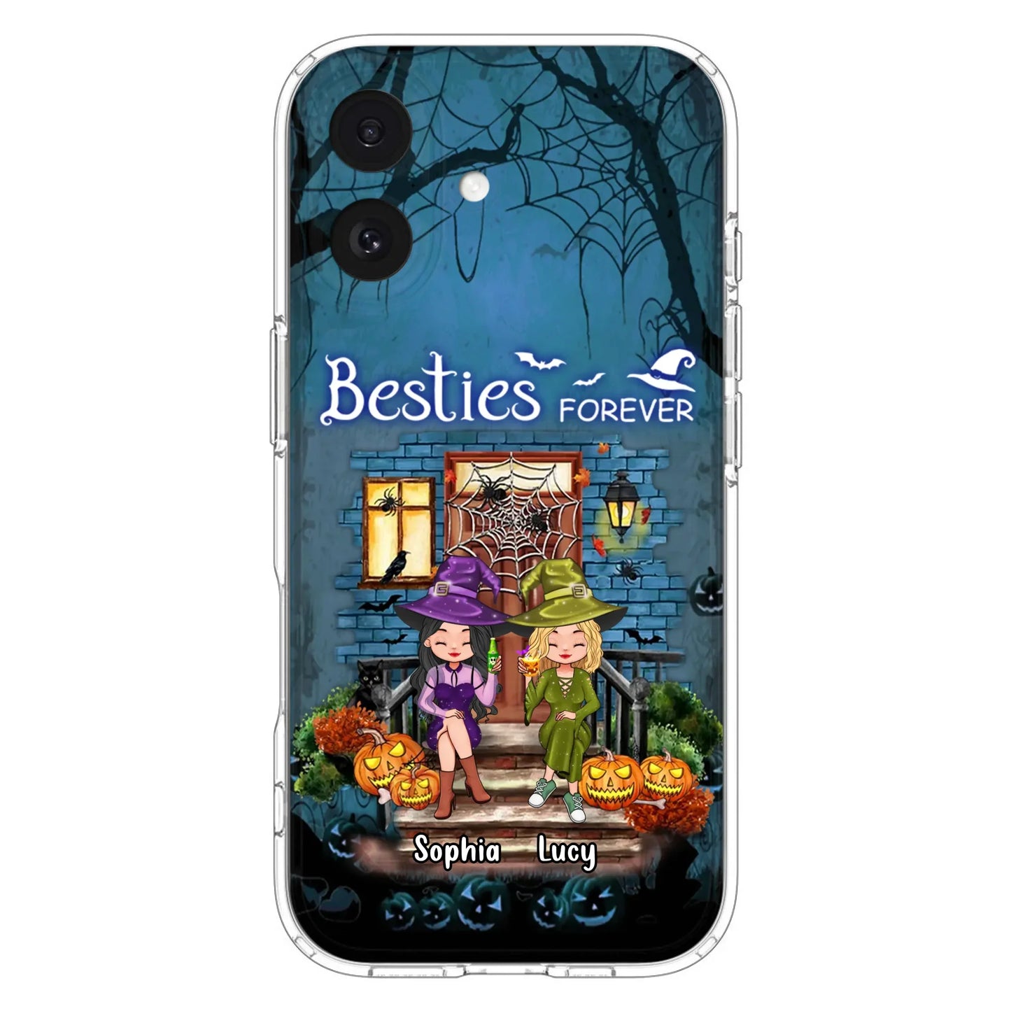 Custom Personalized Halloween Friend Phone Case - Upto 5 Friends - Halloween Gift Idea for Friends/Sisters - Besties Forever - Case for iPhone/Samsung