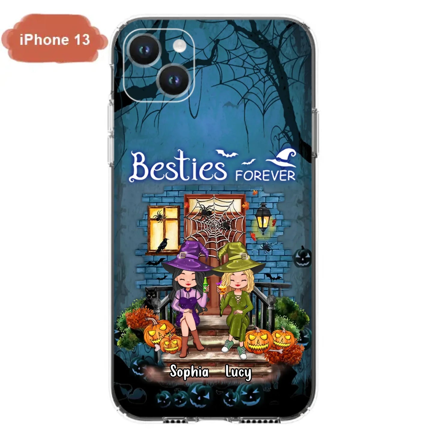 Custom Personalized Halloween Friend Phone Case - Upto 5 Friends - Halloween Gift Idea for Friends/Sisters - Besties Forever - Case for iPhone/Samsung