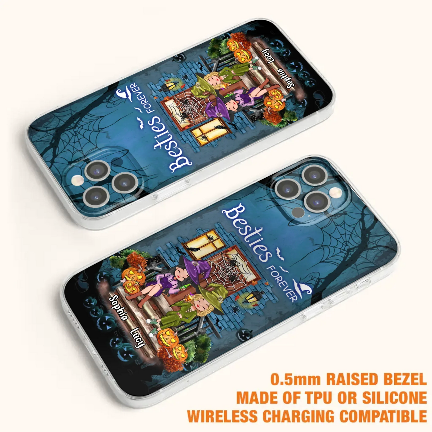 Custom Personalized Halloween Friend Phone Case - Upto 5 Friends - Halloween Gift Idea for Friends/Sisters - Besties Forever - Case for iPhone/Samsung