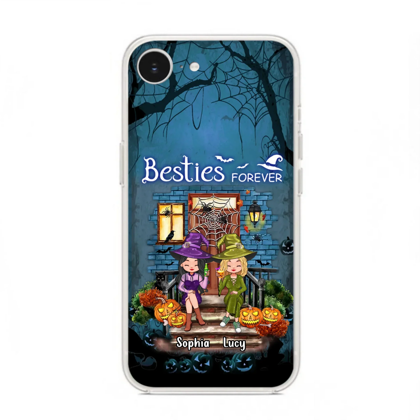 Custom Personalized Halloween Friend Phone Case - Upto 5 Friends - Halloween Gift Idea for Friends/Sisters - Besties Forever - Case for iPhone/Samsung