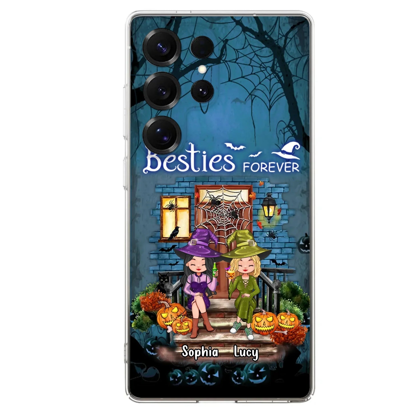 Custom Personalized Halloween Friend Phone Case - Upto 5 Friends - Halloween Gift Idea for Friends/Sisters - Besties Forever - Case for iPhone/Samsung