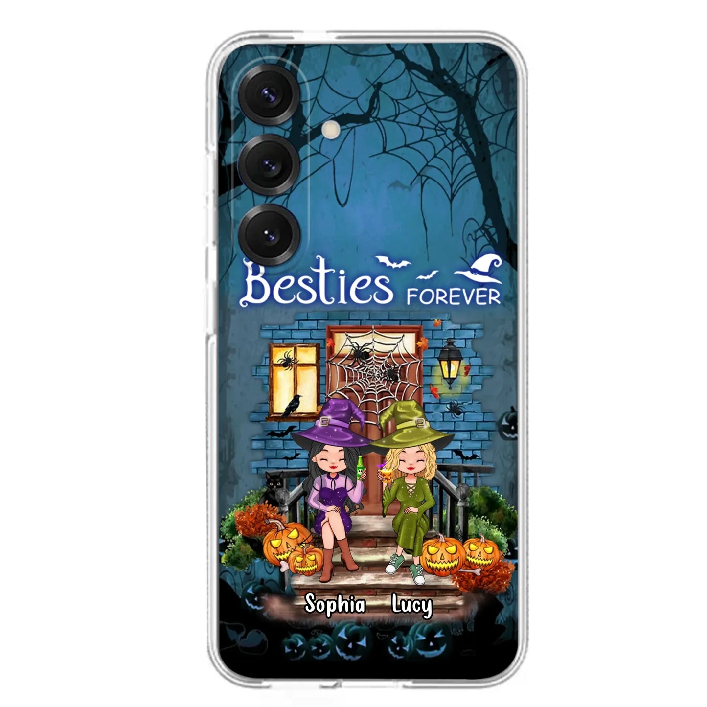 Custom Personalized Halloween Friend Phone Case - Upto 5 Friends - Halloween Gift Idea for Friends/Sisters - Besties Forever - Case for iPhone/Samsung