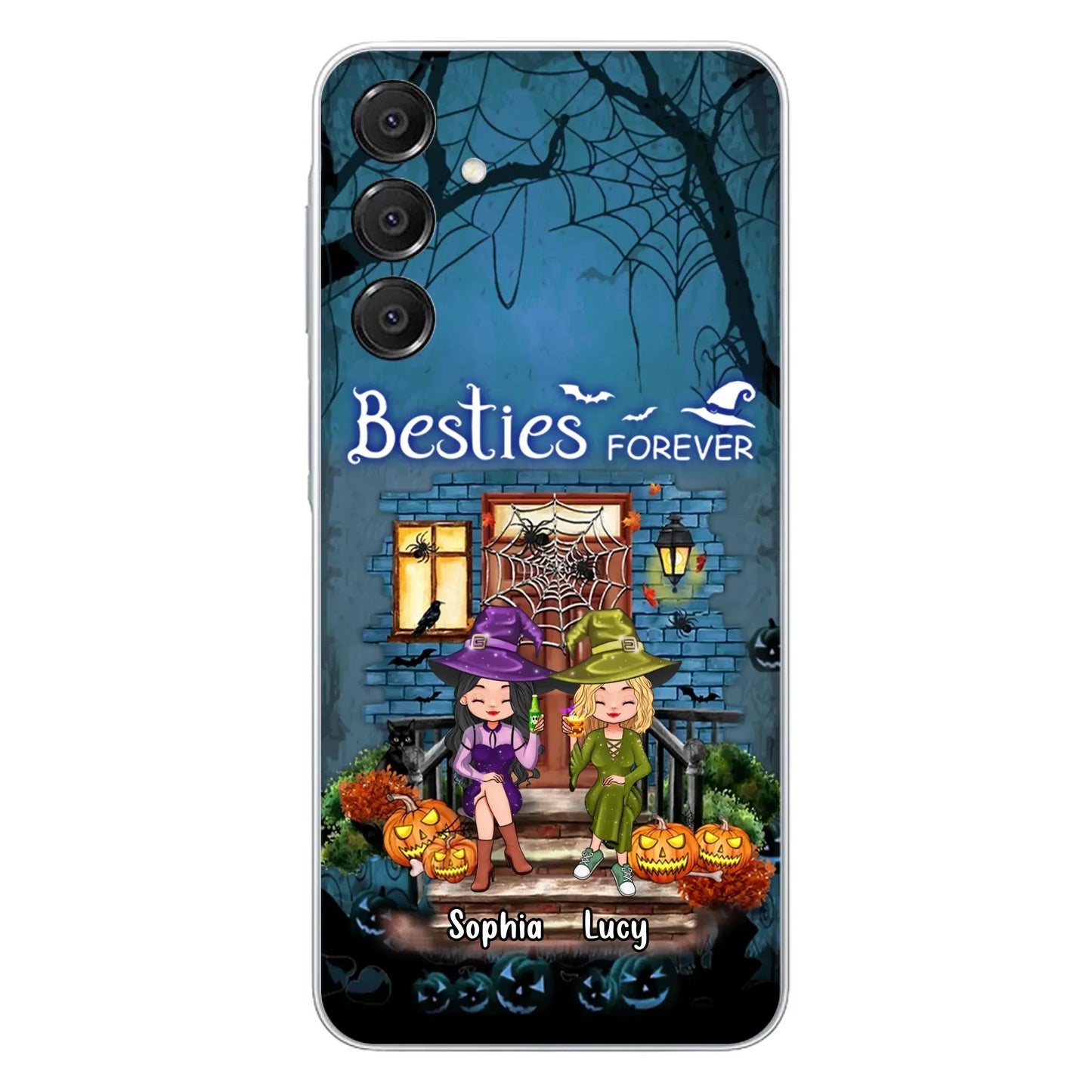 Custom Personalized Halloween Friend Phone Case - Upto 5 Friends - Halloween Gift Idea for Friends/Sisters - Besties Forever - Case for iPhone/Samsung