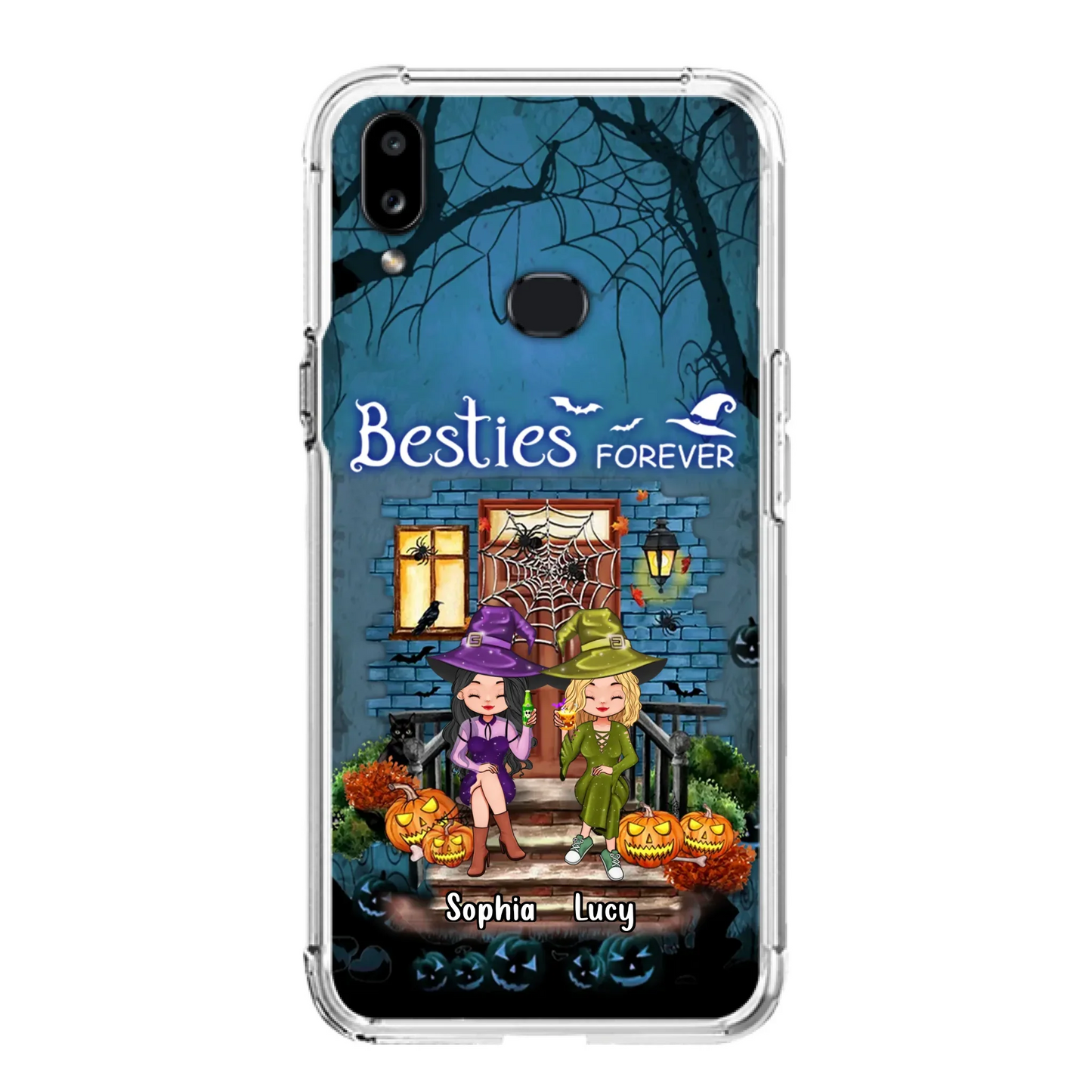 Custom Personalized Halloween Friend Phone Case - Upto 5 Friends - Halloween Gift Idea for Friends/Sisters - Besties Forever - Case for iPhone/Samsung