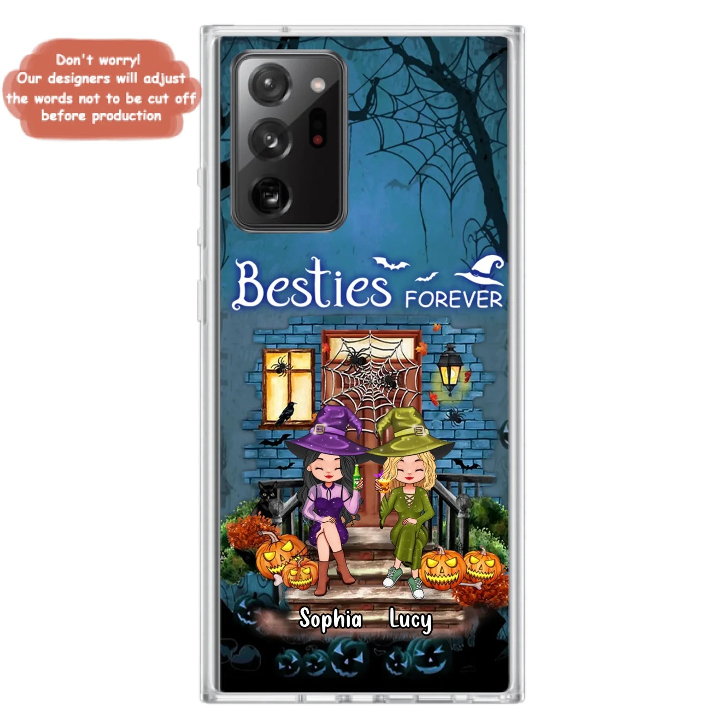 Custom Personalized Halloween Friend Phone Case - Upto 5 Friends - Halloween Gift Idea for Friends/Sisters - Besties Forever - Case for iPhone/Samsung