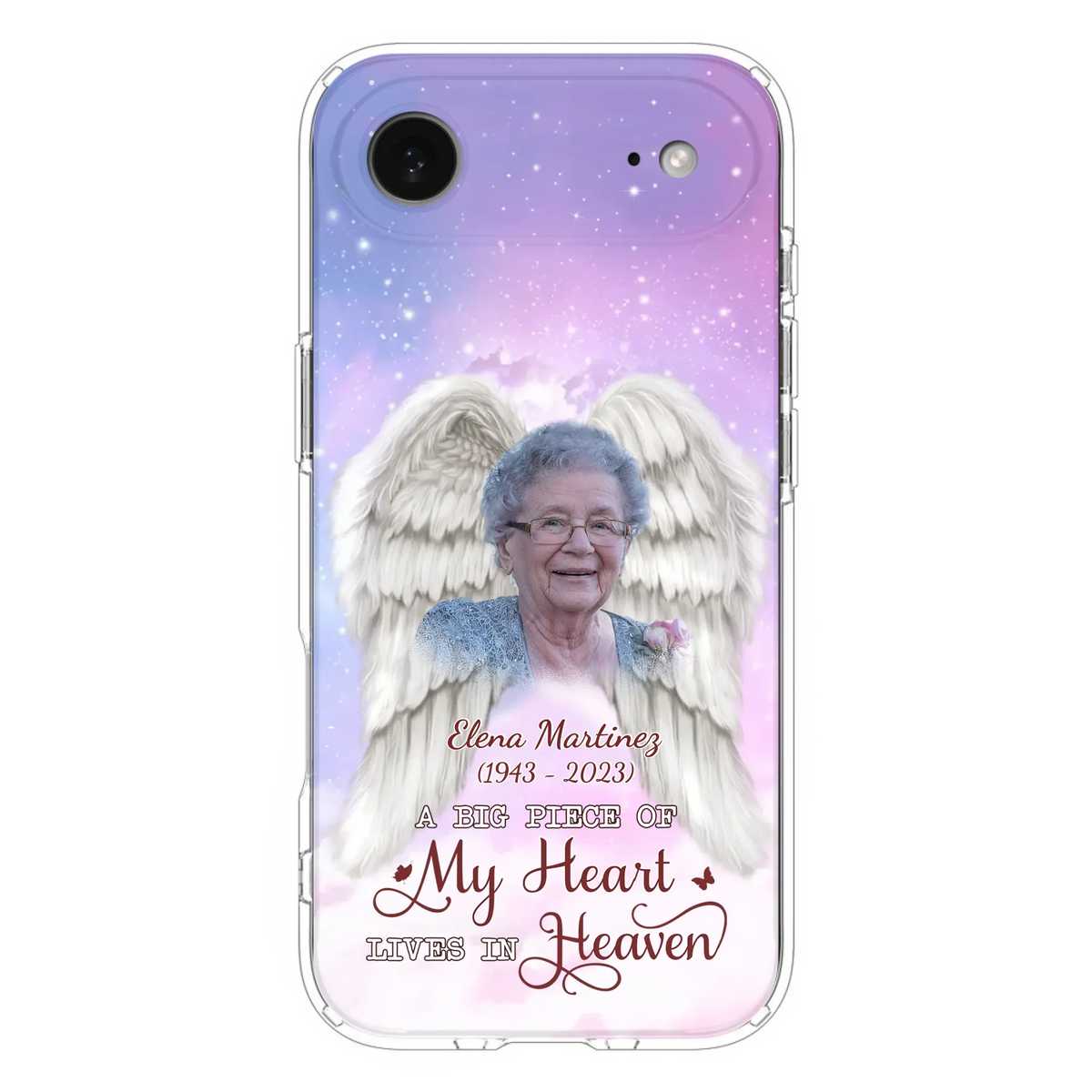Custom Personalized Memorial Photo Phone Case - Memorial Gift Idea for Family - A Big Piece Of My Heart Lives In Heaven - Case for iPhone/Samsung