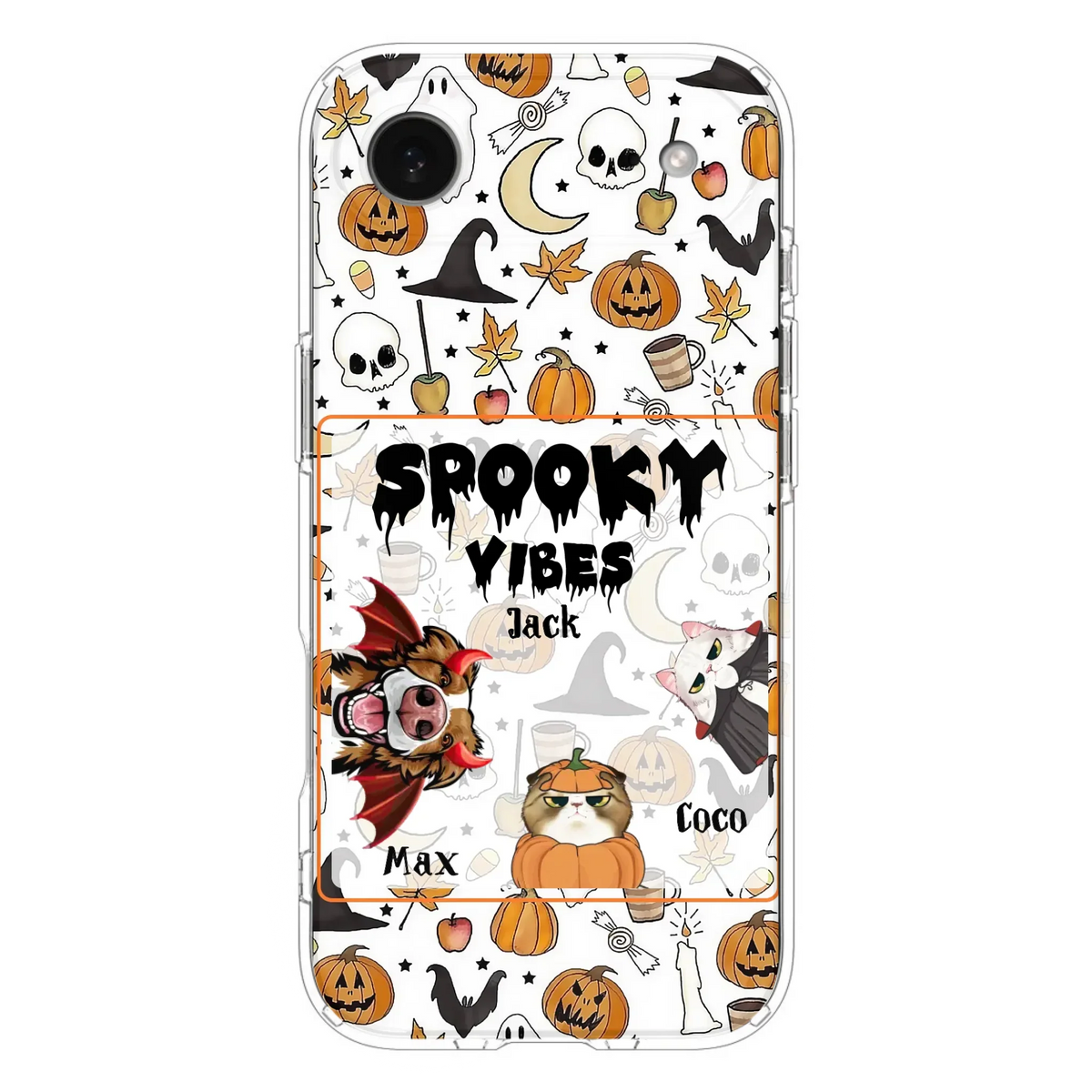 Custom Personalized Halloween Pet Phone Case - Upto 3 Pets - Gift Idea For Dog/Cat Owners -  Spooky Vibes - Case for iPhone/Samsung