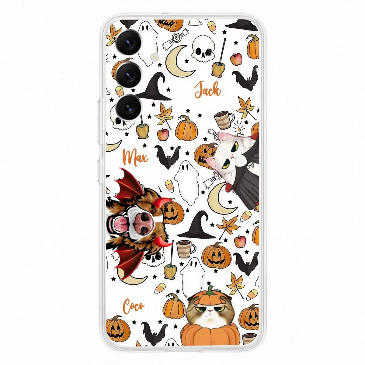 Custom Personalized Halloween Pet Phone Case - Upto 3 Pets - Gift Idea For Dog/Cat Owners - Case for iPhone/Samsung
