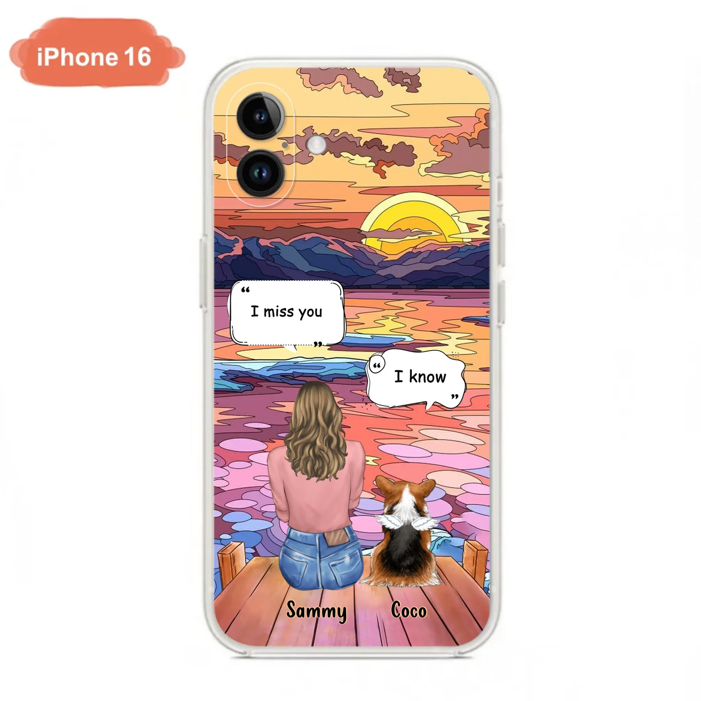 Custom Personalized Memorial Pet Phone Case - Upto 3 Pets - Memorial Gift Idea For Dog/Cat/Rabbits Owners - Case for iPhone/Samsung  - I Miss You