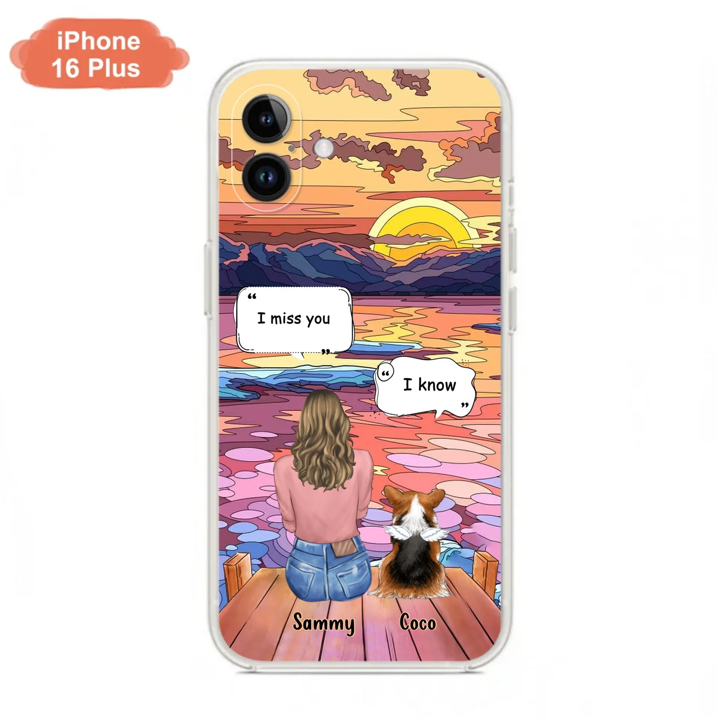 Custom Personalized Memorial Pet Phone Case - Upto 3 Pets - Memorial Gift Idea For Dog/Cat/Rabbits Owners - Case for iPhone/Samsung  - I Miss You