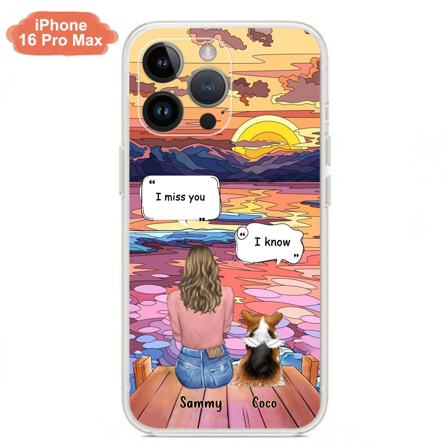Custom Personalized Memorial Pet Phone Case - Upto 3 Pets - Memorial Gift Idea For Dog/Cat/Rabbits Owners - Case for iPhone/Samsung  - I Miss You