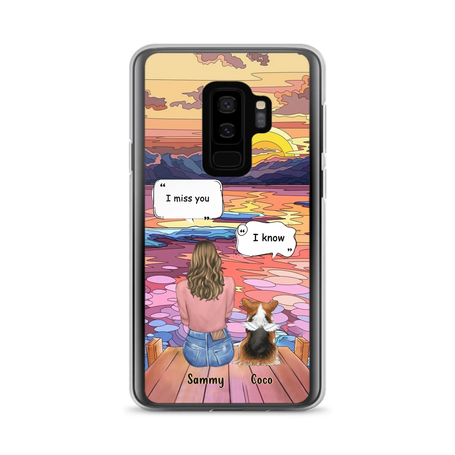 Custom Personalized Memorial Pet Phone Case - Upto 3 Pets - Memorial Gift Idea For Dog/Cat/Rabbits Owners - Case for iPhone/Samsung  - I Miss You