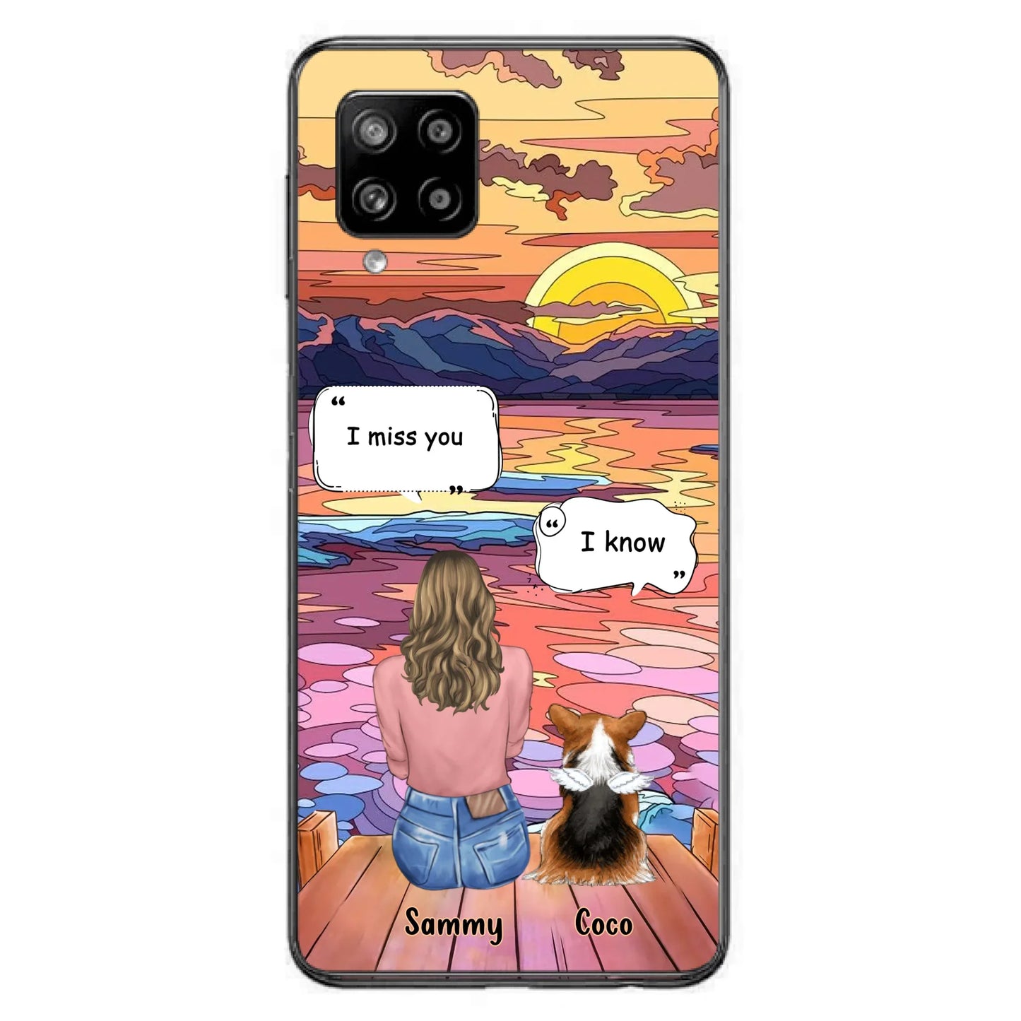 Custom Personalized Memorial Pet Phone Case - Upto 3 Pets - Memorial Gift Idea For Dog/Cat/Rabbits Owners - Case for iPhone/Samsung  - I Miss You
