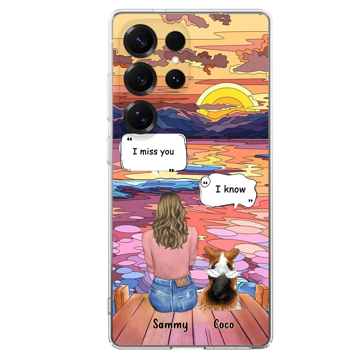 Custom Personalized Memorial Pet Phone Case - Upto 3 Pets - Memorial Gift Idea For Dog/Cat/Rabbits Owners - Case for iPhone/Samsung  - I Miss You