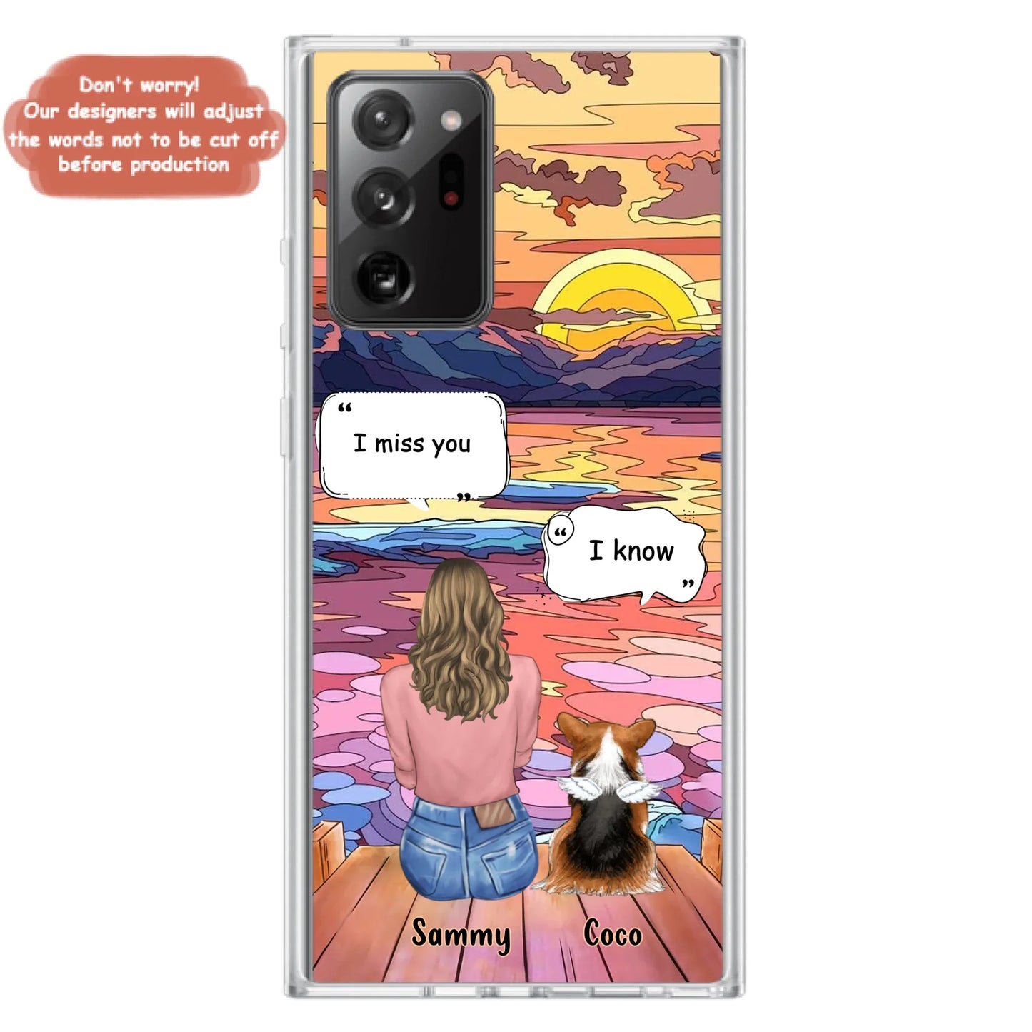Custom Personalized Memorial Pet Phone Case - Upto 3 Pets - Memorial Gift Idea For Dog/Cat/Rabbits Owners - Case for iPhone/Samsung  - I Miss You