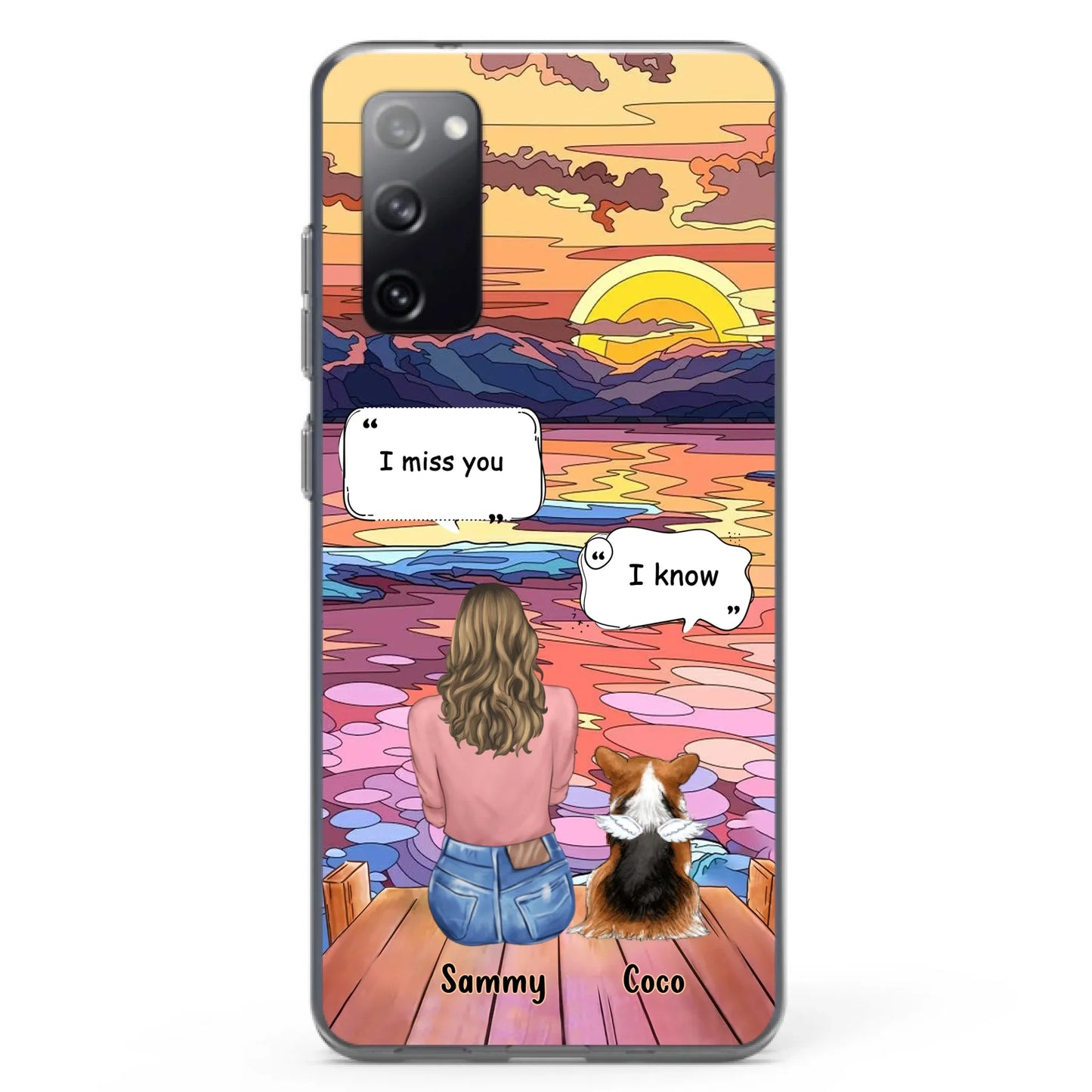 Custom Personalized Memorial Pet Phone Case - Upto 3 Pets - Memorial Gift Idea For Dog/Cat/Rabbits Owners - Case for iPhone/Samsung  - I Miss You