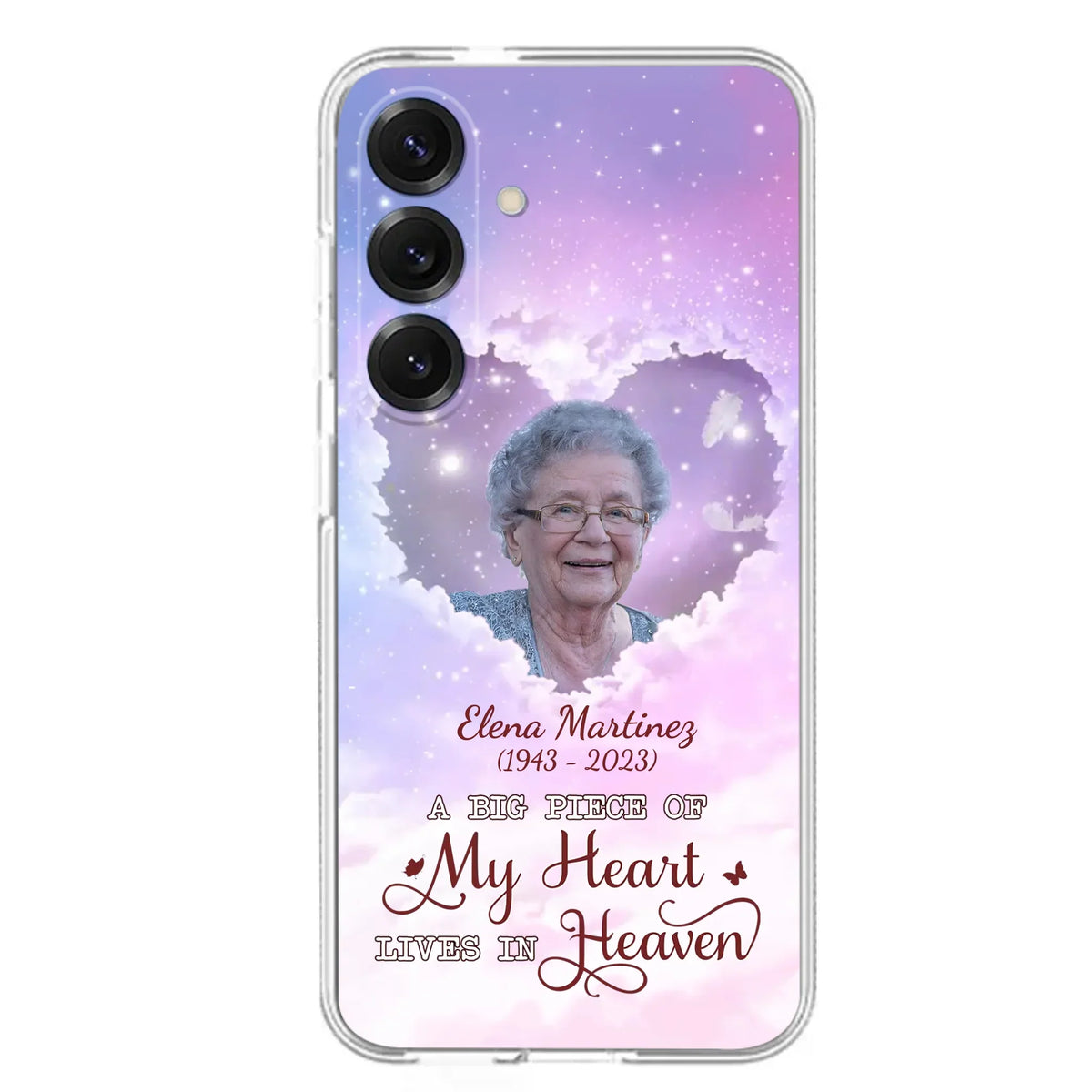 Custom Personalized Memorial Photo Phone Case - Memorial Gift For Family Member - Upload Photo - Case For iPhone/Samsung - A Big Piece Of My Heart Lives In Heaven
