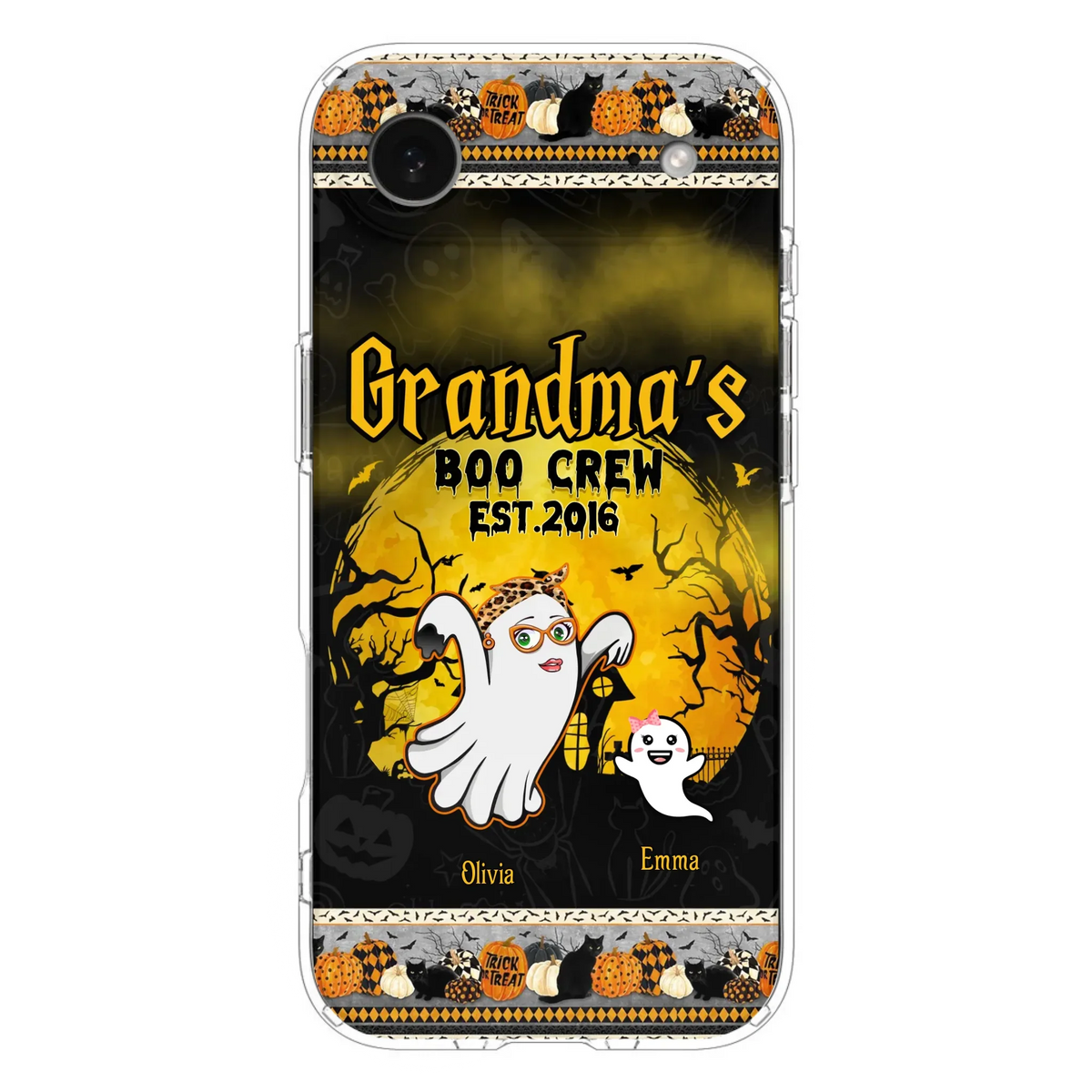 Custom Personalized Grandma Phone Case - Halloween Gift For Grandma - Upto 7 Kids - Grandma's Boo Crew - Case For iPhone/ Samsung