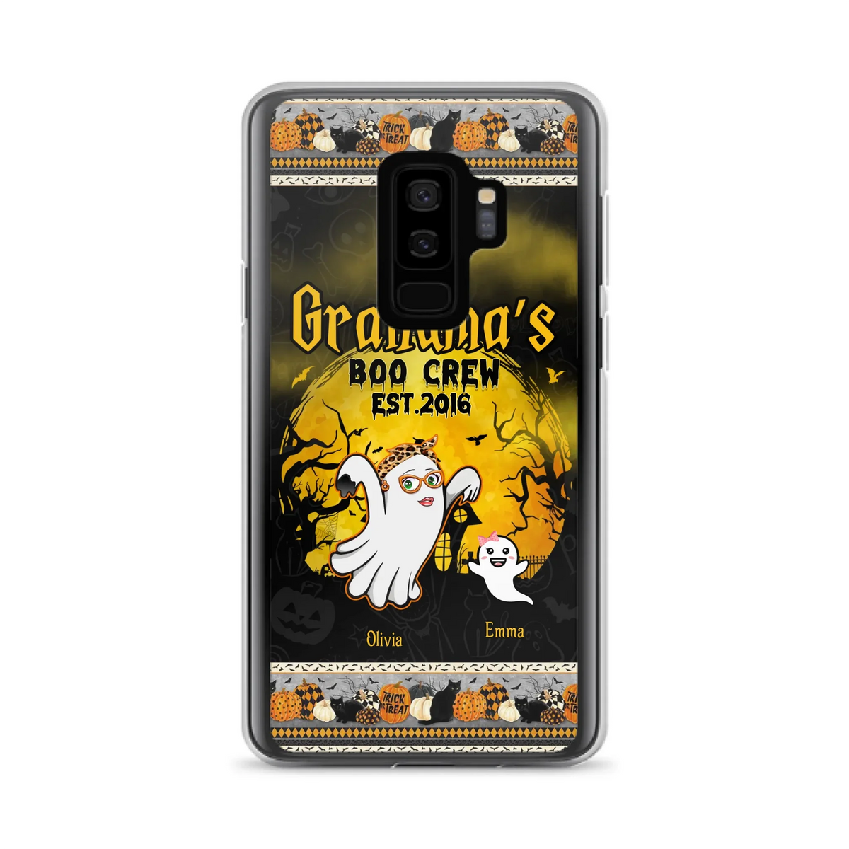 Custom Personalized Grandma Phone Case - Halloween Gift For Grandma - Upto 7 Kids - Grandma's Boo Crew - Case For iPhone/ Samsung