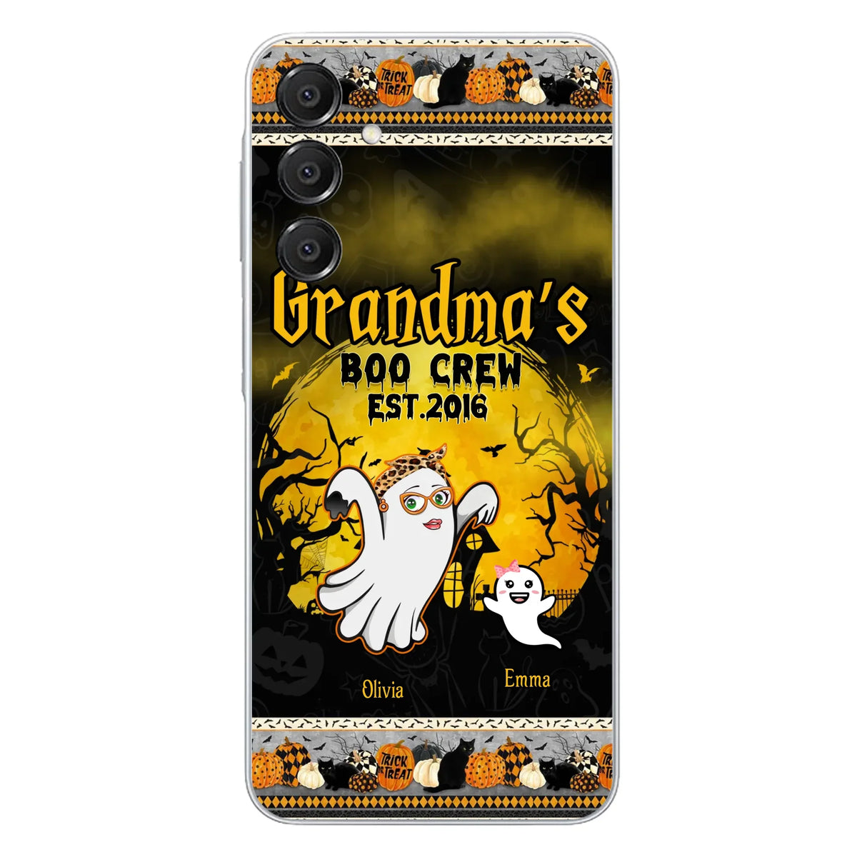 Custom Personalized Grandma Phone Case - Halloween Gift For Grandma - Upto 7 Kids - Grandma's Boo Crew - Case For iPhone/ Samsung
