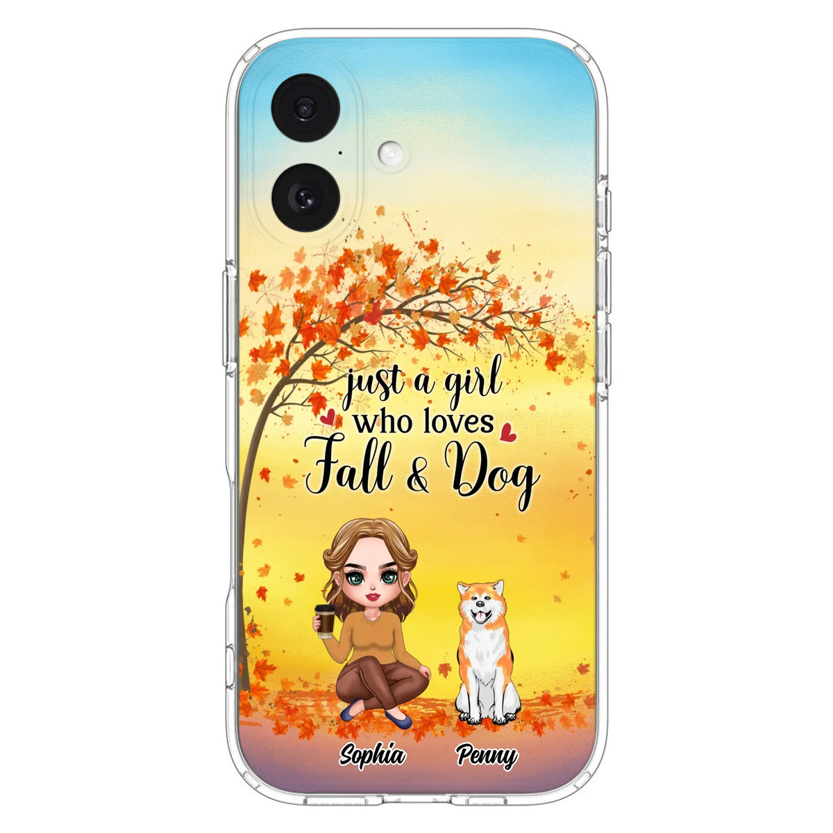 Custom Personalized Dog Mom Phone Case - Gift Idea For Dog Lovers/ Autumn Gift - Upto 4 Dogs - Just A Girl Who Loves Fall & Dogs - Case For iPhone/Samsung