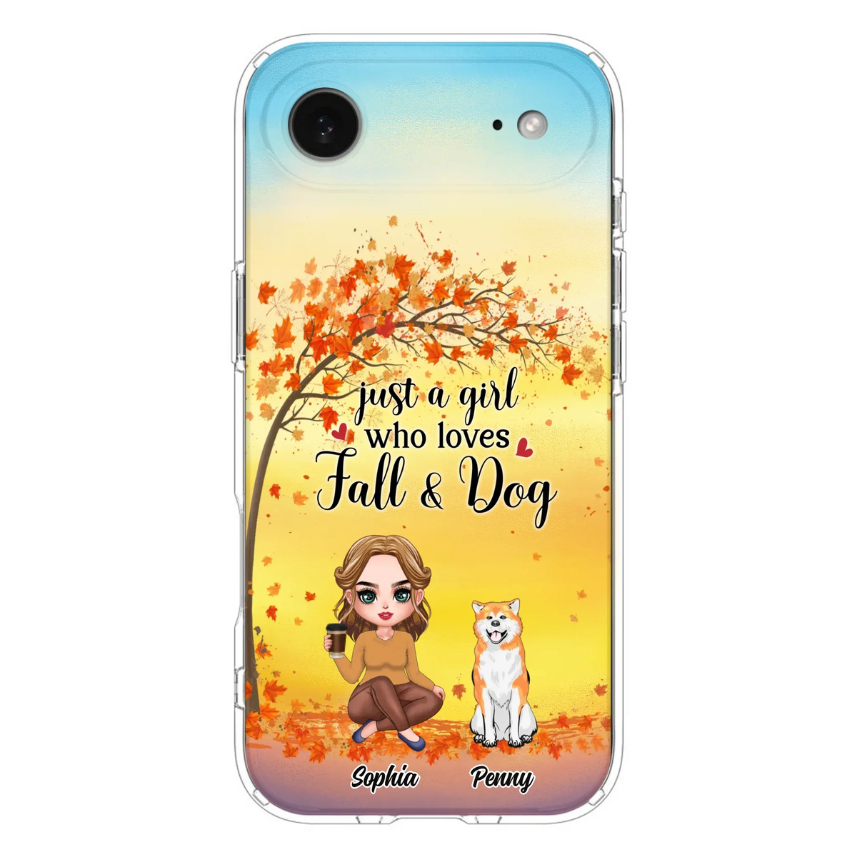 Custom Personalized Dog Mom Phone Case - Gift Idea For Dog Lovers/ Autumn Gift - Upto 4 Dogs - Just A Girl Who Loves Fall & Dogs - Case For iPhone/Samsung