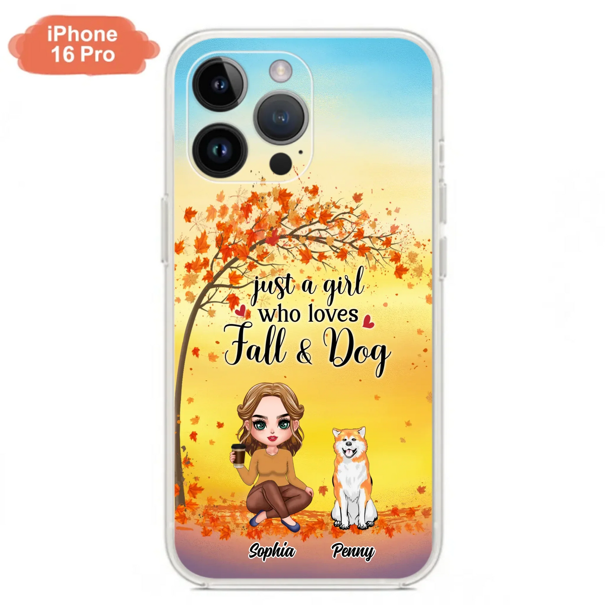 Custom Personalized Dog Mom Phone Case - Gift Idea For Dog Lovers/ Autumn Gift - Upto 4 Dogs - Just A Girl Who Loves Fall & Dogs - Case For iPhone/Samsung