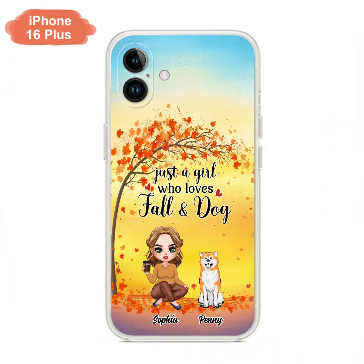 Custom Personalized Dog Mom Phone Case - Gift Idea For Dog Lovers/ Autumn Gift - Upto 4 Dogs - Just A Girl Who Loves Fall & Dogs - Case For iPhone/Samsung