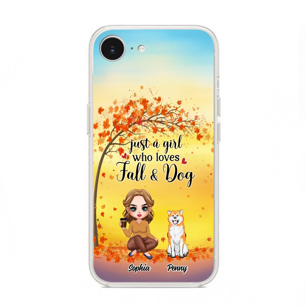 Custom Personalized Dog Mom Phone Case - Gift Idea For Dog Lovers/ Autumn Gift - Upto 4 Dogs - Just A Girl Who Loves Fall & Dogs - Case For iPhone/Samsung