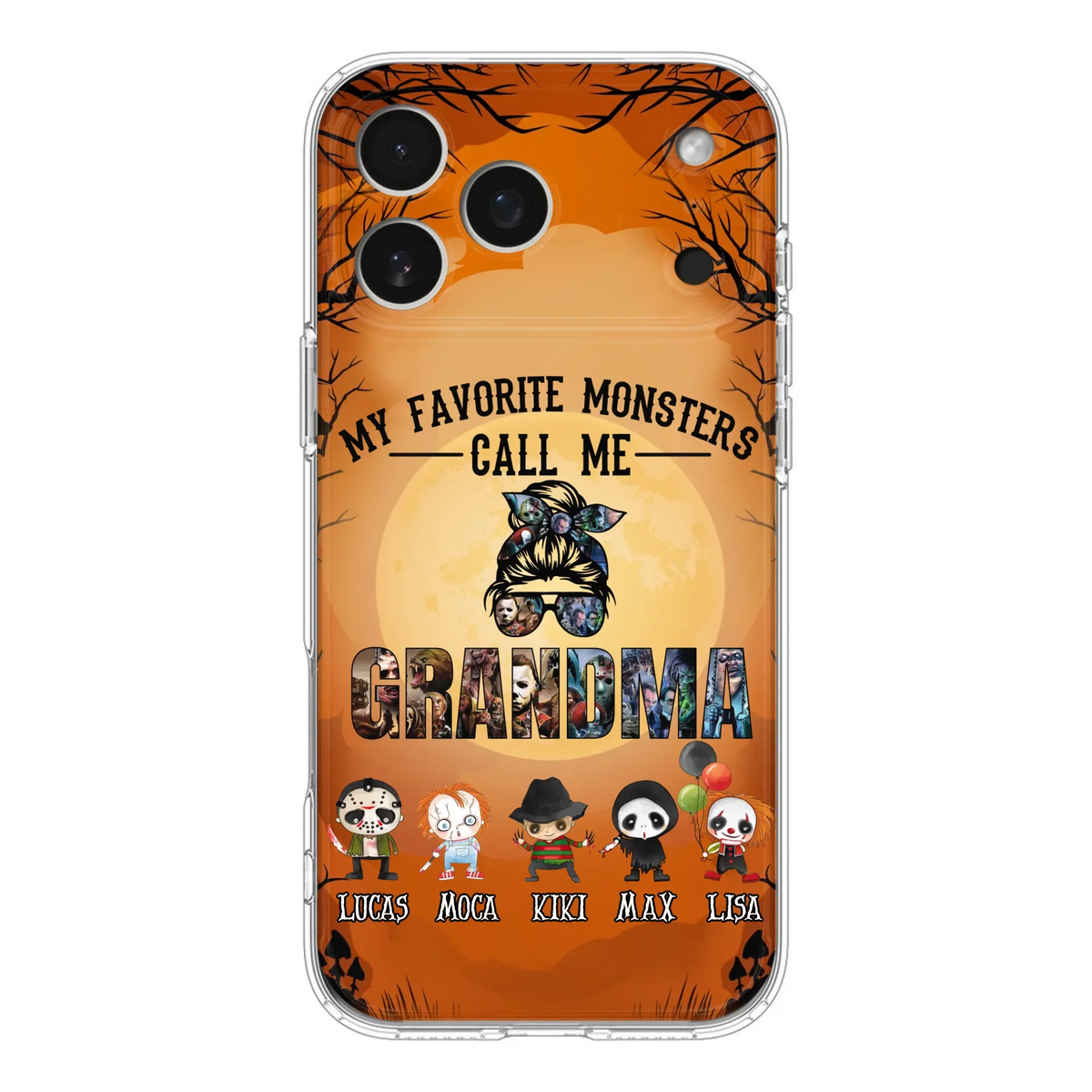 Personalized Halloween Phone Case - Halloween Gift Idea for Halloween - Upto 5 Characters - My Favorite Monsters Call Me Grandma - Case For iPhone/Samsung