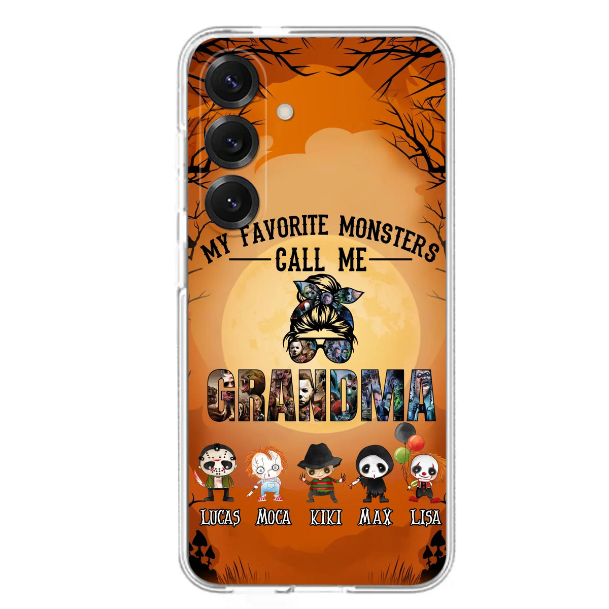 Personalized Halloween Phone Case - Halloween Gift Idea for Halloween - Upto 5 Characters - My Favorite Monsters Call Me Grandma - Case For iPhone/Samsung