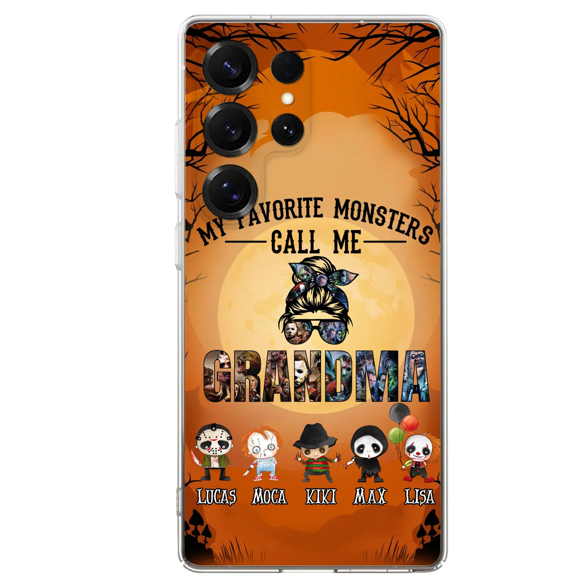 Personalized Halloween Phone Case - Halloween Gift Idea for Halloween - Upto 5 Characters - My Favorite Monsters Call Me Grandma - Case For iPhone/Samsung