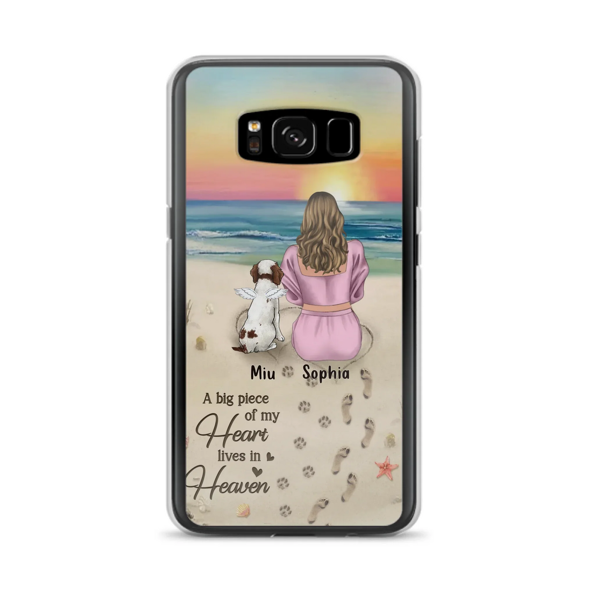 Custom Personalized Memorial Dog Mom Phone Case - Upto 3 Dogs - Memorial Gift Idea for Dog Owners - A Big Piece Of My Heart Lives In Heaven - Case for iPhone/Samsung