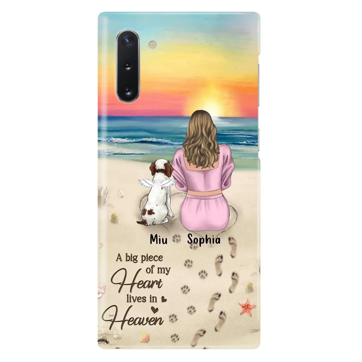 Custom Personalized Memorial Dog Mom Phone Case - Upto 3 Dogs - Memorial Gift Idea for Dog Owners - A Big Piece Of My Heart Lives In Heaven - Case for iPhone/Samsung