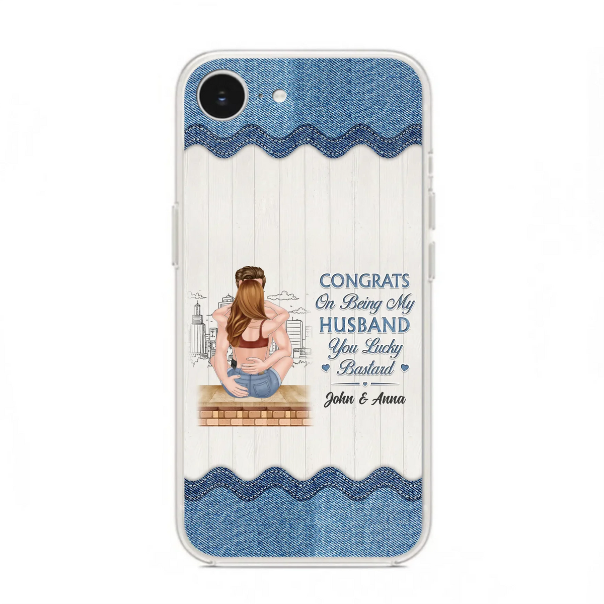 Custom Personalized Couple Phone Case - Gift Idea For Couple/Valentines Day - Congrats On Being My Husband You Lucky Bastard - Case For iPhone/Samsung