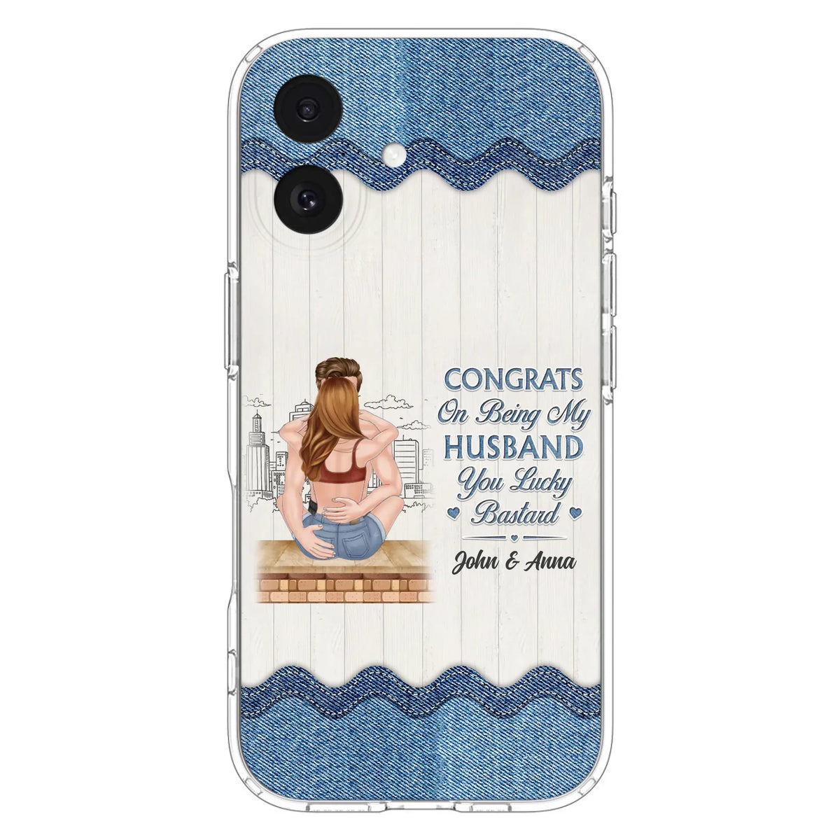 Custom Personalized Couple Phone Case - Gift Idea For Couple/Valentines Day - Congrats On Being My Husband You Lucky Bastard - Case For iPhone/Samsung