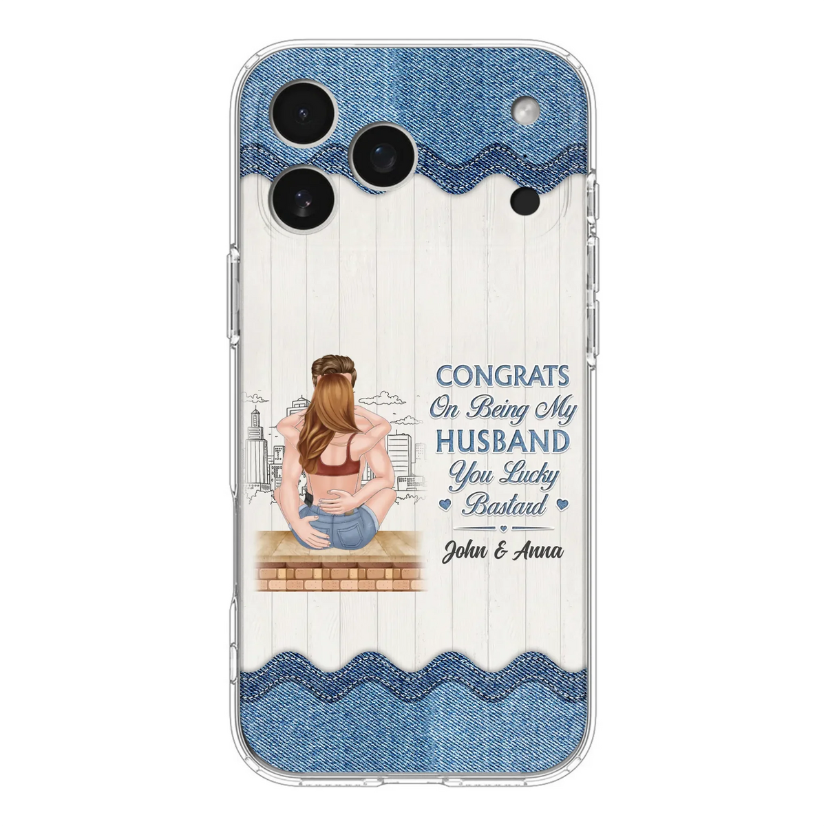 Custom Personalized Couple Phone Case - Gift Idea For Couple/Valentines Day - Congrats On Being My Husband You Lucky Bastard - Case For iPhone/Samsung