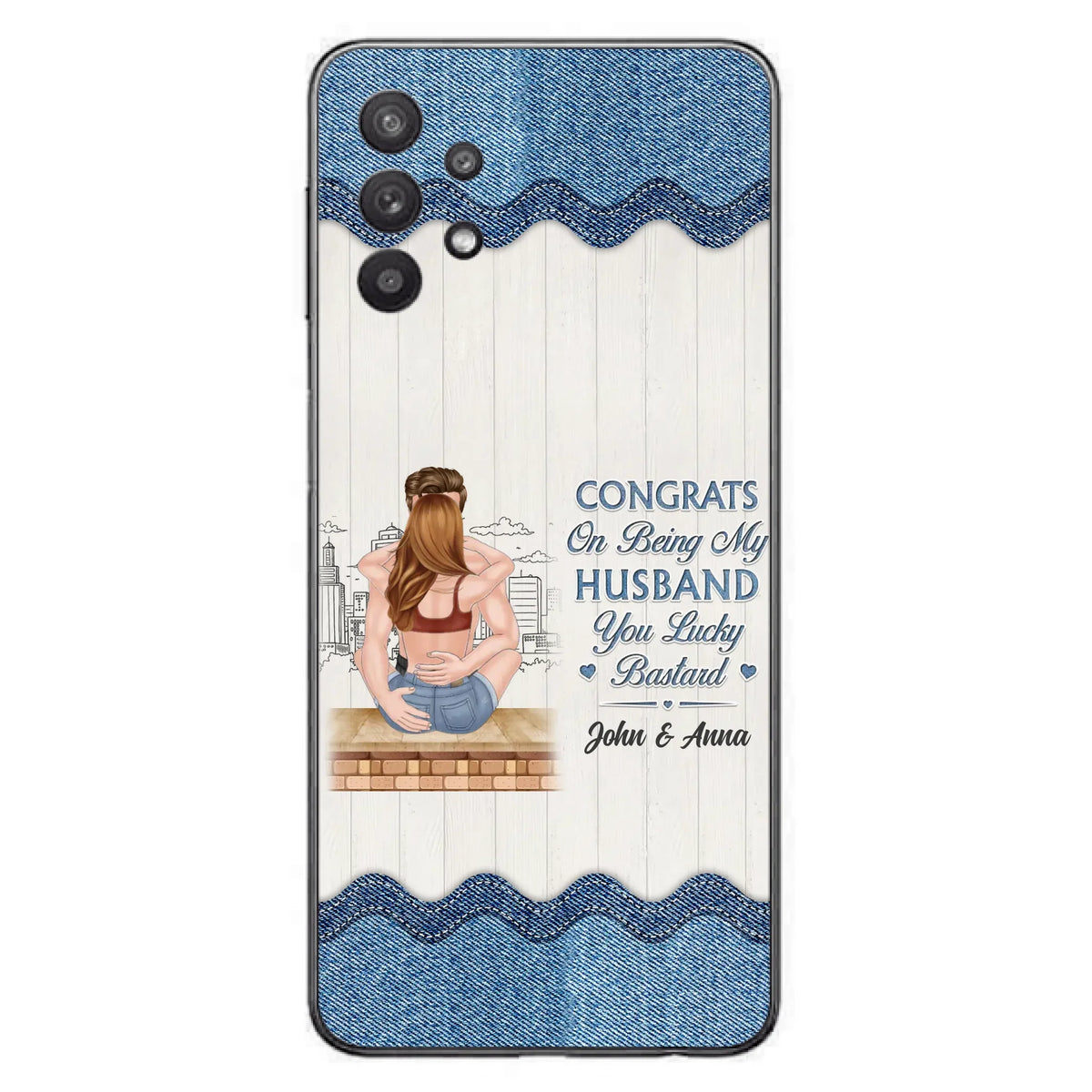 Custom Personalized Couple Phone Case - Gift Idea For Couple/Valentines Day - Congrats On Being My Husband You Lucky Bastard - Case For iPhone/Samsung