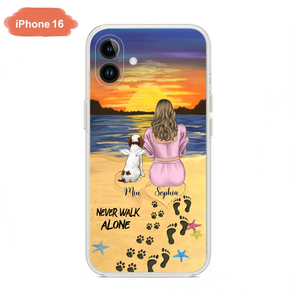 Custom Personalized Memorial Dog Mom Phone Case - Upto 3 Dogs - Memorial Gift Idea for Dog Owners - Never Walk Alone - Case for iPhone/Samsung