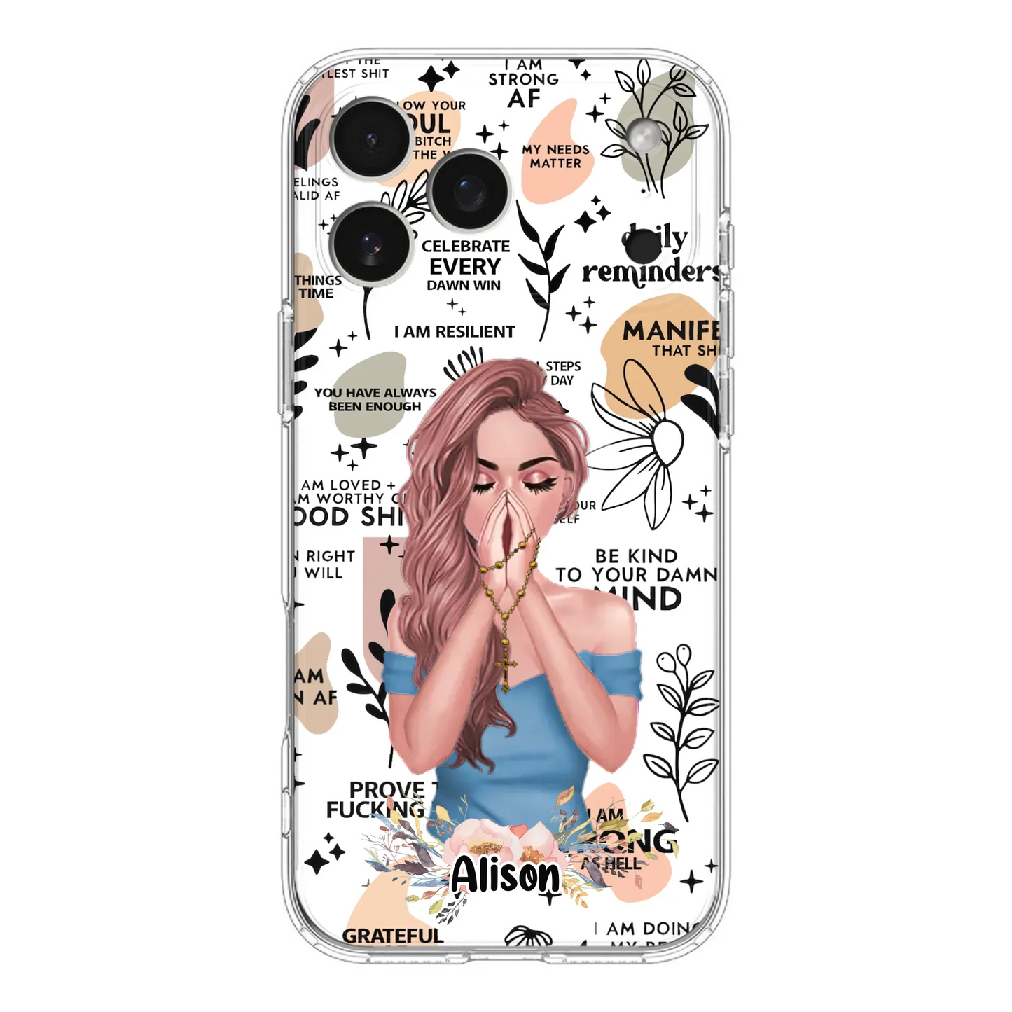 Custom Personalized Praying Girl Phone Case - Gift Idea for Girls/Friends - Case for iPhone/Samsung