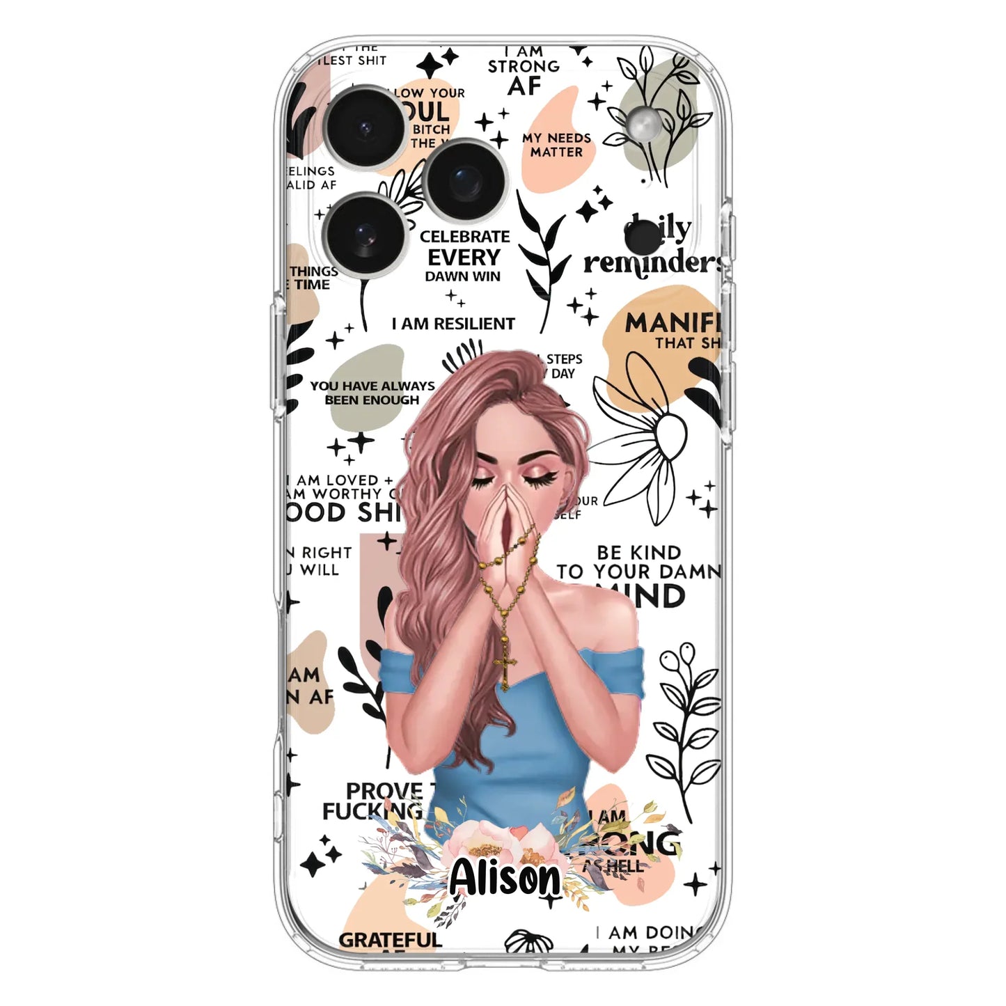 Custom Personalized Praying Girl Phone Case - Gift Idea for Girls/Friends - Case for iPhone/Samsung