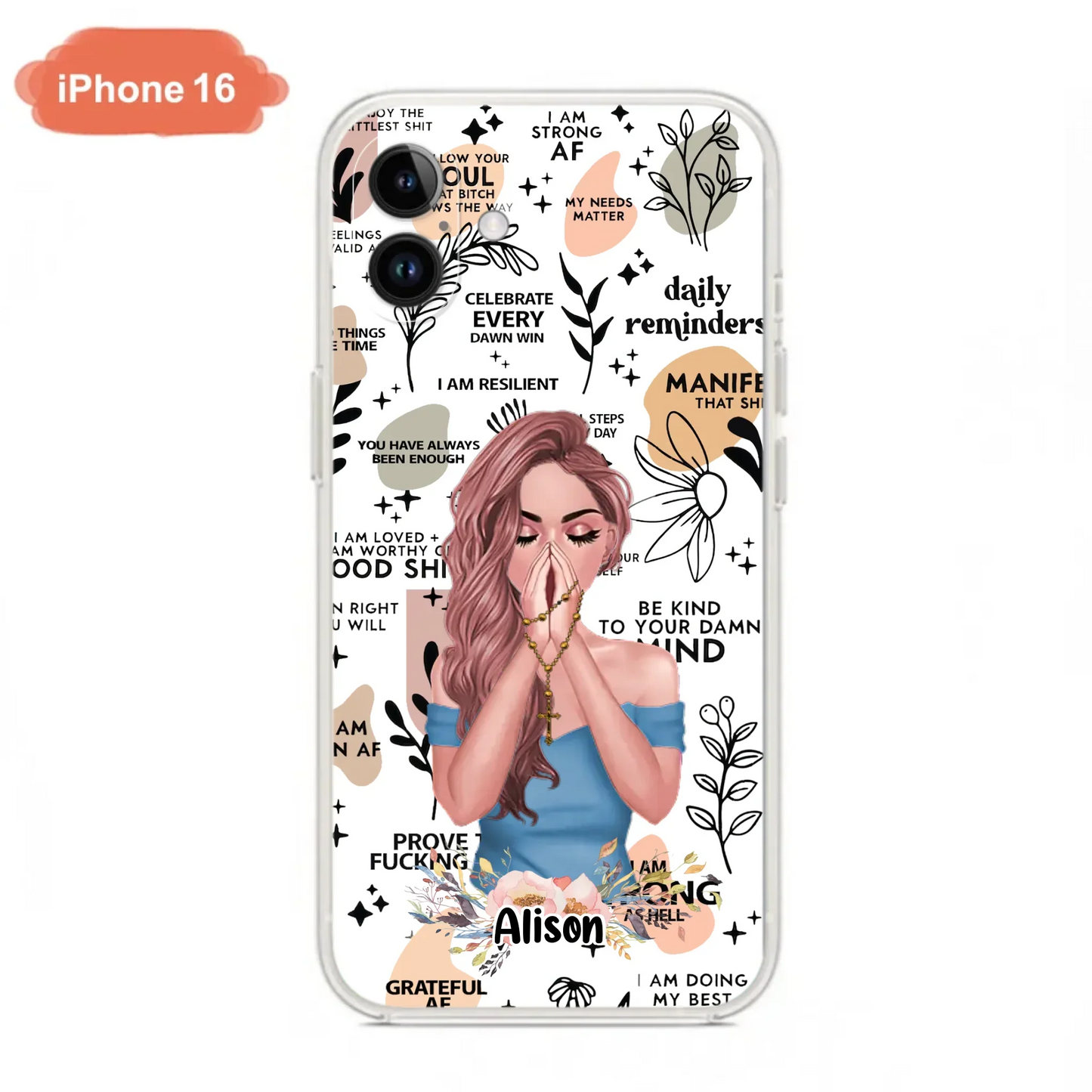 Custom Personalized Praying Girl Phone Case - Gift Idea for Girls/Friends - Case for iPhone/Samsung