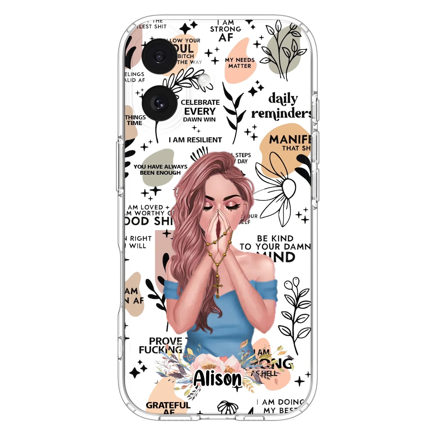 Custom Personalized Praying Girl Phone Case - Gift Idea for Girls/Friends - Case for iPhone/Samsung
