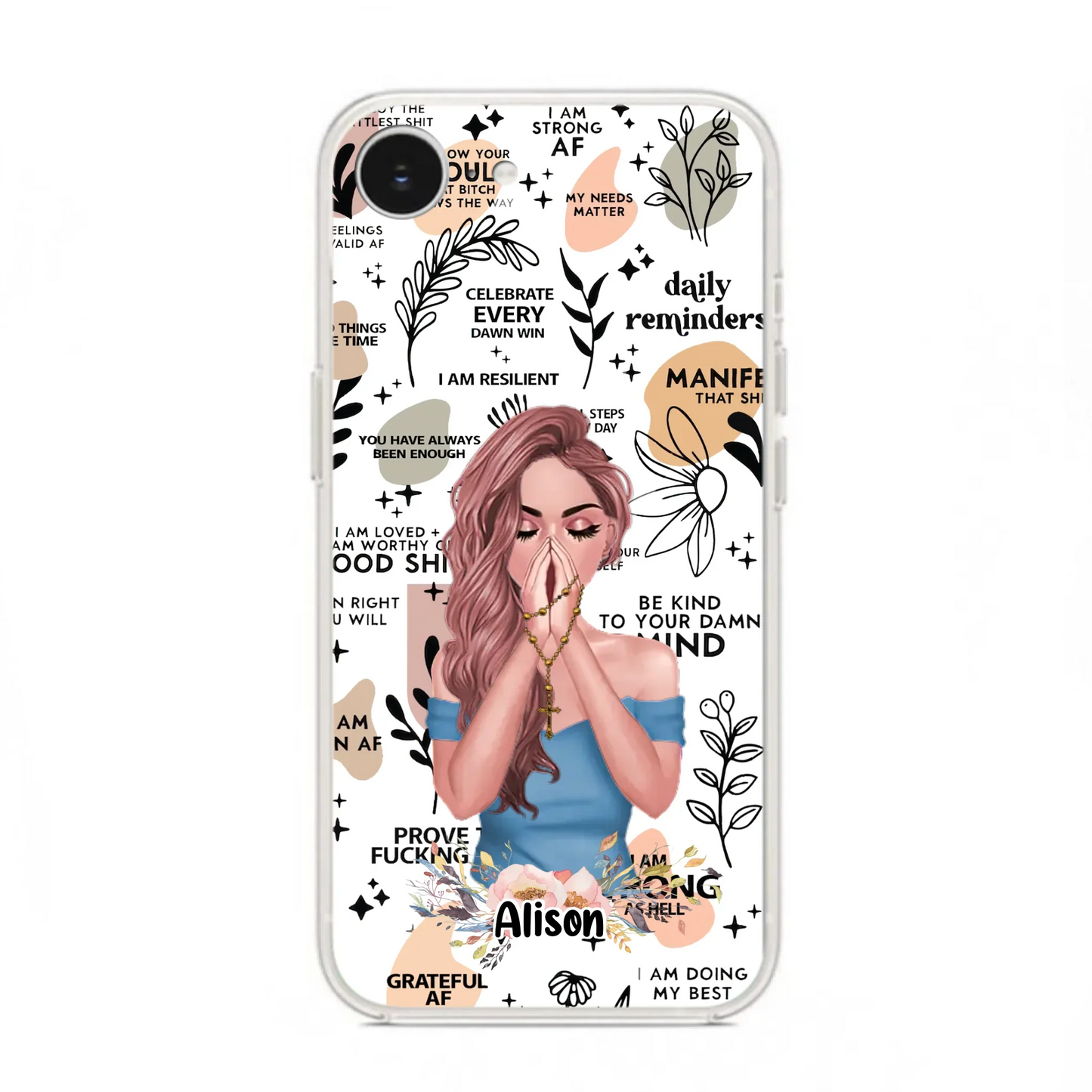Custom Personalized Praying Girl Phone Case - Gift Idea for Girls/Friends - Case for iPhone/Samsung