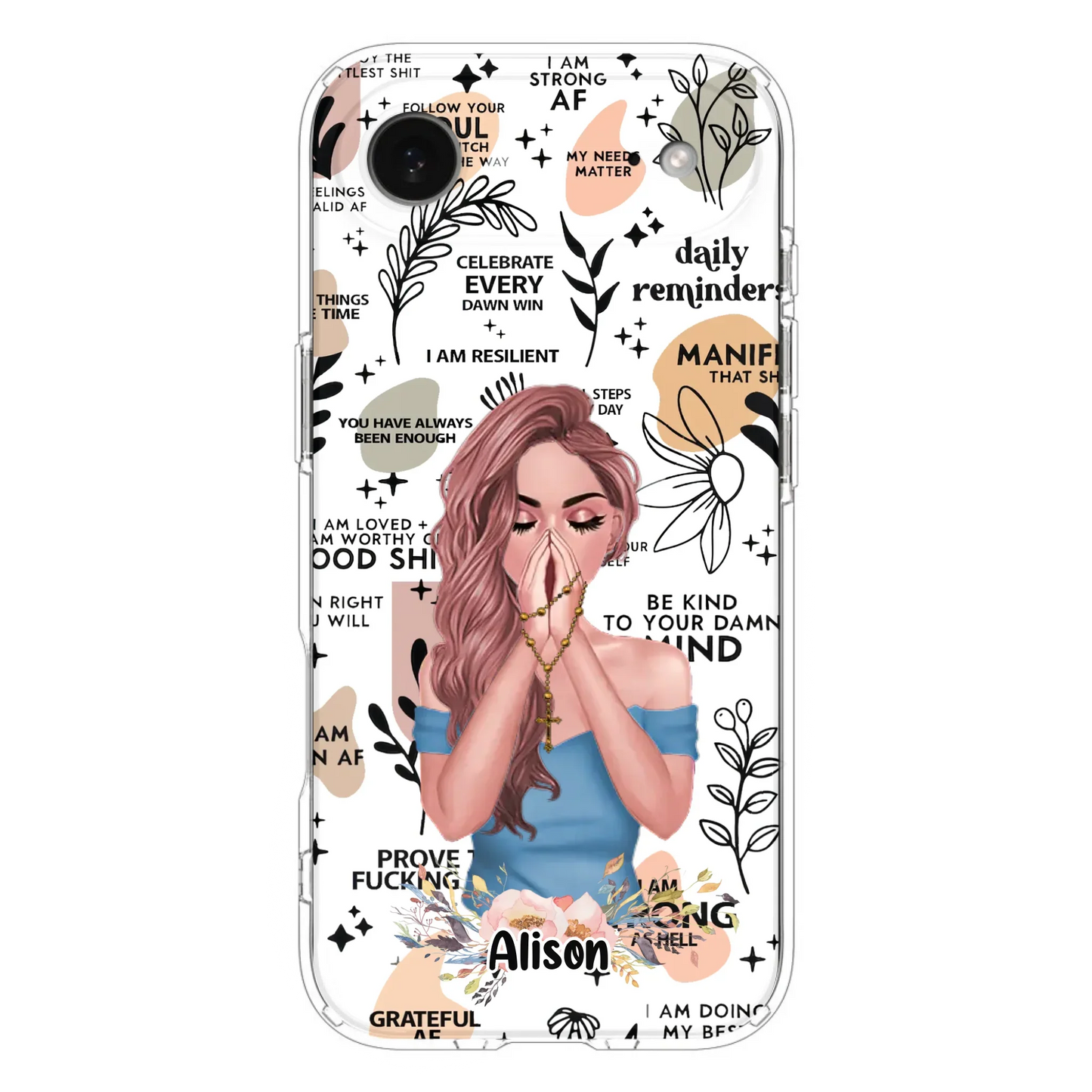 Custom Personalized Praying Girl Phone Case - Gift Idea for Girls/Friends - Case for iPhone/Samsung