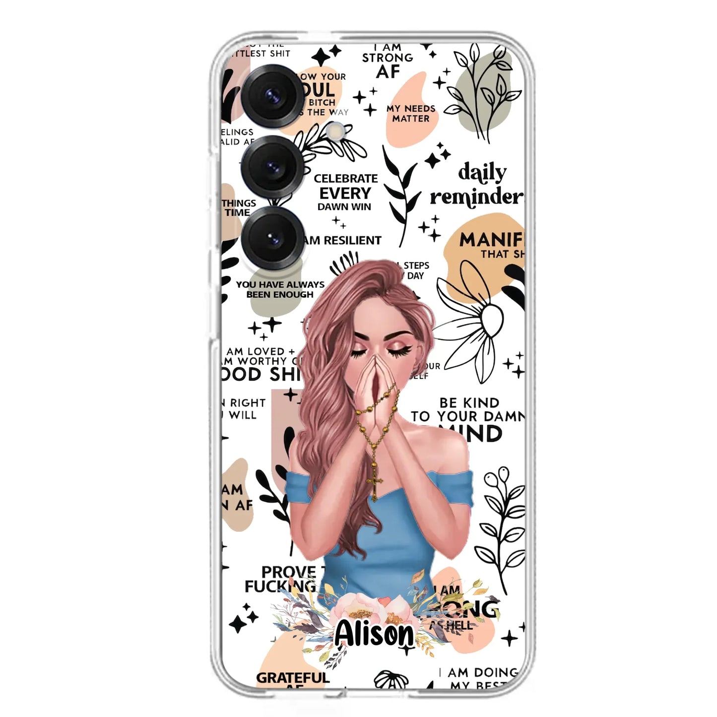 Custom Personalized Praying Girl Phone Case - Gift Idea for Girls/Friends - Case for iPhone/Samsung