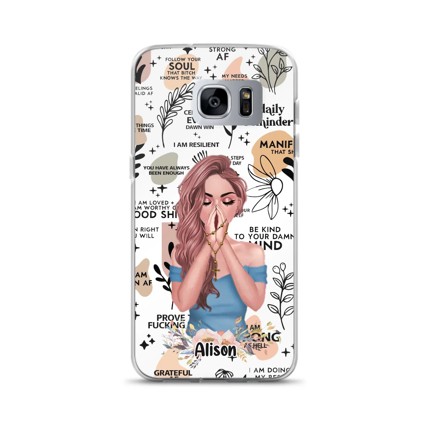 Custom Personalized Praying Girl Phone Case - Gift Idea for Girls/Friends - Case for iPhone/Samsung