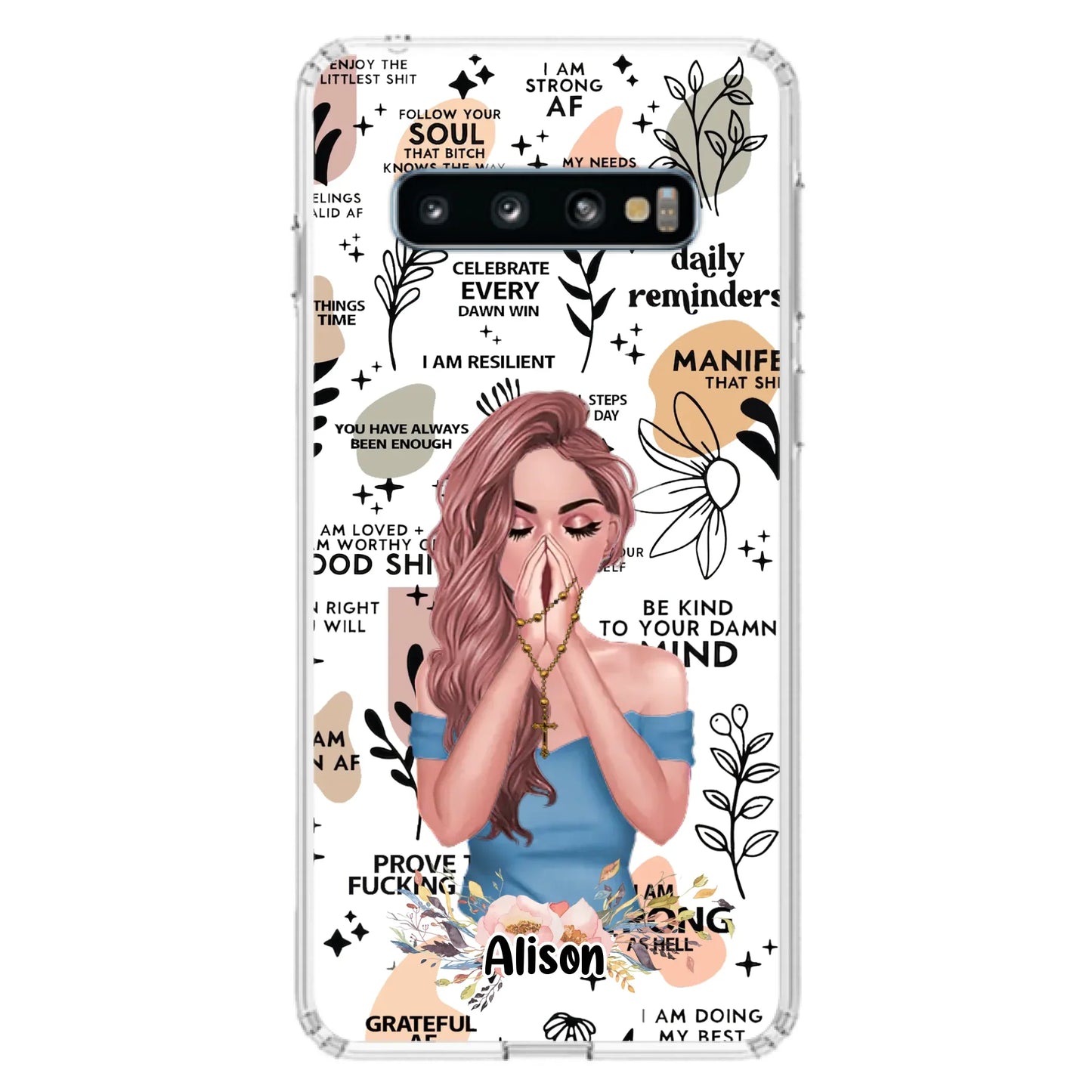 Custom Personalized Praying Girl Phone Case - Gift Idea for Girls/Friends - Case for iPhone/Samsung